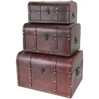 HMF Schatzkiste Schatztruhe aus Holz, große Schatzkiste mit Vintage Metallverschluss (versch. Größen), für Kindergeburtstag Hochzeit Jubiläum, 3er Set, 30+35+40 cm Portugal