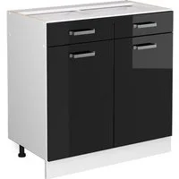 Vicco Unterschrank R-Line, Schwarz Hochglanz/Weiß, 80 cm ohne Arbeitsplatte (1-St)