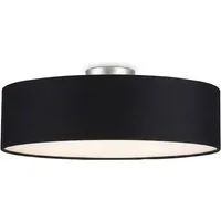 meineWunschleuchte Deckenleuchte mit Stoff Lampenschirm Schwarz Ø 50cm, ohne Leuchtmittel, große Stoff-Lampe, gemütliche Deckenlampe, E14 Schlafzimmerlampe