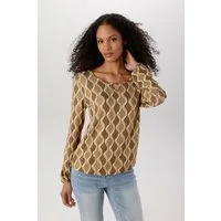 Aniston SELECTED Langarmshirt mit Cut-out und dekorativer Allover-Wellenmusterung - NEUE KOLLEKTION