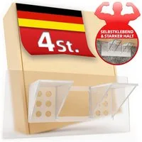 DEKAZIA Wandregalhalter ohne Bohren, Regalbodenhalter selbstklebend, Träger für Regalböden, versch. Größen & Lasten, 4er, 10er, 16er Set 4-tlg., Regalbodenträger Sets Bretthalter für Schränke Regale