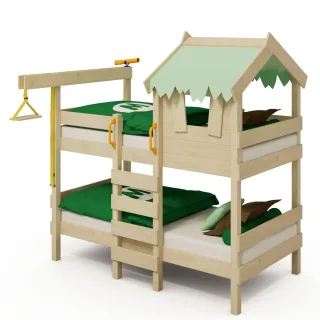 CrAzY Huggy Kojenbett 90x200 cm - Massivholz Etagenbett für Kinder mit Dach und Leiter - Abenteuer Hochbett für Spiel und Schlaf - Wickey