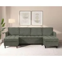Dorel Home Wohnlandschaft LINDHUS, Cord, Modulsofa, verschiedene Stellvarianten, Breite als U-Form (254cm) mit Verbindern fixierbar, Recamiere,Stauraum