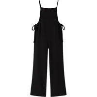 WENOR Overall Damen Jumpsuit Musselin mit Flechtträgern – locker & größenverstellbar Geflochtene, verstellbare Träger, weite Beinform