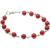 Schmuck Krone Silberarmband Armband aus Koralle rot, 20cm, Silber 925