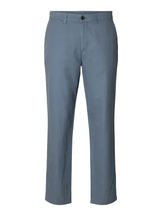 SELECTED MEN - SLH196-STRAIGHT MILES LINEN BLEND PANT Blue Mirage - Gr. - 32