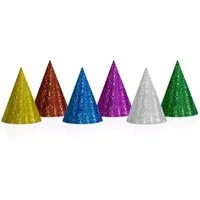 partydeco Kostüm PartyHut 20 Stück 16 cm, Holografisch Mix