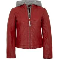 Mauritius Lederjacke MWAleyna Mauritius - Damen Lederjacke Lammnappa Kapuze rot