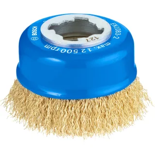 Bosch PRO Topfbürste X-LOCK Clean for Metal, 75 mm, 0,3 mm, gewellte Messingbürste - 2608620730