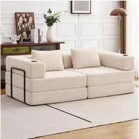 Leawin Sofa Sofas Wohnzimmer, Schlafsofa aus Cord mit Bettfunktion, Faltbares Bodensofa mit Liegefunktion für kleine Räume