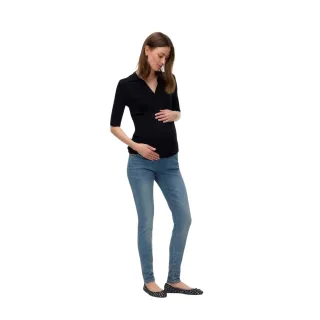 Mamalicious - Sweatshirt für Damen, V-Ausschnitt, Umstandskleidung, 3/4 Ärmel (Schwarz)