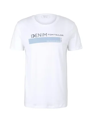 Denim Tom Tailor - T-Shirt mit Bio-Baumwolle White - Gr. - XL