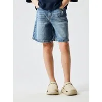 Name It Jeansshorts NKFROSE HW LONG DNM SHORTS 1160-TK Baumwollmischung, Destroyed Effekt