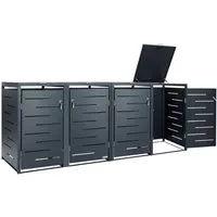 Zelsius Mülltonnenbox Mülltonnenbox für vier Mülltonnen, Anthrazit RAL 7016 (Set, Set für 4 Mülltonnen)