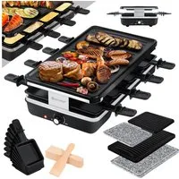 KESSER Raclette, 8 Raclettepfännchen, 1200 W, Raclette-Grill mit Naturgrillstein, Grillplatte Tischgrill