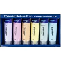 Stylex Acrylfarbe Pastell Acrylfarben im Set, 6 Tuben á 75 ml - Malfarbe Basteln Künst
