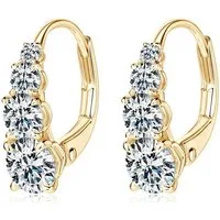 ROUGEMONT Paar Creolen Funkelnde Moissanit Damen Creolen Ohrringe 18K Gold, Echtschmuck mit Zertifikat