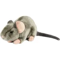 Uni-Toys Kuscheltier Maus grau, liegend - 17 cm (Länge) - Plüsch-Nagetier - Plüschtier, zu 100 % recyceltes Füllmaterial