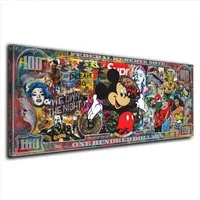 Artedinoi Leinwandbild Dollar Pop Art Maus Leinwandbild Wandbild Deko XL Kunst