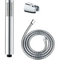 WENKO Handbrause Modell Basic Line Duschkopf Set Wanne, (3-tlg), klassische Stab-Handbrause, 150 cm Brauseschlauch, Halterung