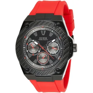 Guess W1049G6 Stylische Rote Silikon Herrenarmbanduhr