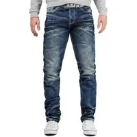 Cipo & Baxx Regular-fit-Jeans Herren Regular Fit Hose Stonewashed BA-CD328 (1-tlg) Verschließbare Gesäßtasche