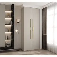 MOEBLO Drehtürenschrank MOCO 2 (Moderner Kleiderschrank mit Soft-Close Türen, Goldgriffe & Viel Stauraum, 100–200 cm, Weiß oder Kaschmir, Schrank Garderobe Schlafzimmer Drehtürenschrank) (BxHxT): 100–200 x 245,5 x 50 cm