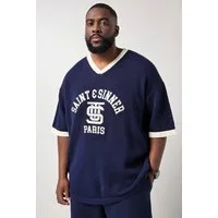 STHUGE T-Shirt T-Shirt Halbarm Strick-Mesh V-Ausschnitt bis 8 XL