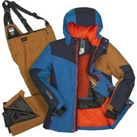 Killtec Skianzug Jungen Kinderskianzug Skijacke dunkelblau + Skihose braun, verschweißte Nähte