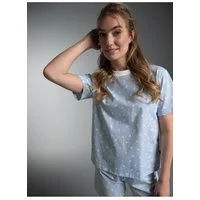 Trigema T-Shirt TRIGEMA Cropped T Shirt mit Allover "Punkt" Muster (1-tlg)