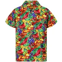 King Kameha Hawaiihemd Tutti Frutti Funky Hawaii-Hemd Kurzarm Front-Tasche Stylish Unisex