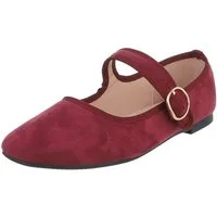 Ital-Design Elegante Flats mit Riemen für Damen – ideal für Alltag Schnürpumps (91554670) Blockabsatz Riemchenballerinas in Weinrot