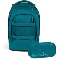 Satch Schulranzen Schulrucksack-Set PACK Deep Petrol 2-teilig, Kollektion 2024 (2-teilig), Laptop-Fach, Your-Size-System, Schulranzen