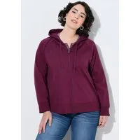 Ulla Popken Sweatjacke Sweatjacke Kapuze Kängurutasche Langarm
