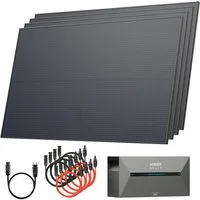 Solarway Balkonkraftwerk 1840 Wp / 800 Watt All in One mit 1,6 kWh Anker 2 Pro Speicher, 1840 W, Monokristallin, (460W Solarmodule & Anker Speicher & Zubehör), Komplettset Solaranlage Steckdose / Bifazial