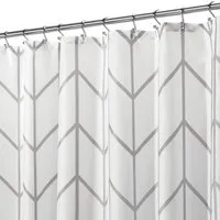 mDesign Badaccessoire-Set mDesign Duschvorhang Badewannenvorhang Duschgardine Grau/Weiss Fisch