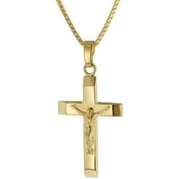 trendor Kette mit Anhänger Kruzifix-Anhänger 22 mm Gold 333 mit goldplattierter