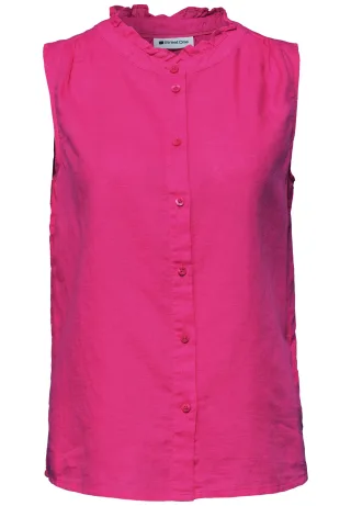 Street One - Bluse aus Leinenmix mit Rüschen magenta dream - Gr. - 40