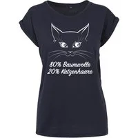 Youth Designz Print-Shirt Katzenhaare Damen T-Shirt mit lustigem Spruch als Geschenk für Frauen Fun Shirt mit modischem Statement Print