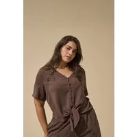 ONLY CARMAKOMA V-Shirt CAREVALOU METTA 2/4 KNOT SHIRT WVN