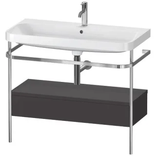 Duravit Happy D.2 Plus c-shaped Set mit Metallkonsole und Schubkasten Graphit Supermatt 975x490x850  HP4843O8080