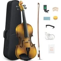 LALAHO Violine Geige 4/4 Violinenset 4/4 Komplettset mit Zubehör für Anfänger, Einsteiger/Schülerinstrument, inkl. Bogen, Koffer, Kolophonium
