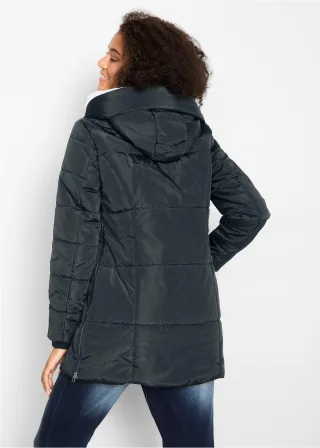 bonprix Steppjacke, schwarz, Gr.50, Anpassungsfähige Winterjacke mit Teddyfell-Details