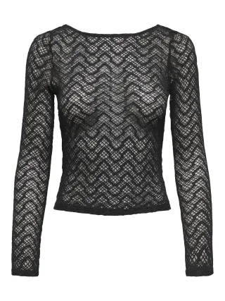 ONLY - ONLANGILA L/S DEEP BACK TOP BOX JRS black - Gr. - L