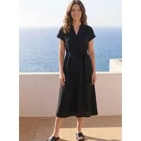 Tamaris Hemdblusenkleid mit tailliertem Bindegürtel aus gewebter Viskose, mit Knopfleiste