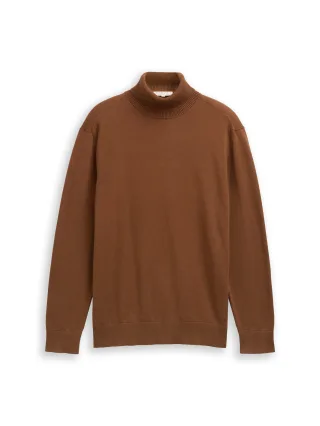 Denim Tom Tailor - Rollkragenpullover aus Baumwolle golden clay - Gr. - XL
