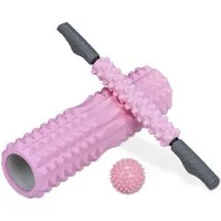 relaxdays Massagerolle Rosa Faszienrolle im 3er Set