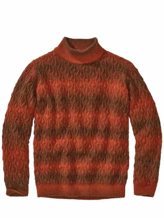 Mey & Edlich Herren Flammen-Mockneck Orange 55 % Wolle, 20 % Polyamid, 13 % Polyacryl, 10 % Mohair, 2 % Elasthan