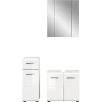 welltime Badmöbel-Set FLORENZ, 3-teilige Badkombination, hochwertige MDF-Front, (Set, best. aus: 1 Unterschrank, 1 Waschbeckenunterschrank, 1 Spiegelschrank), Bad-Kombination, Bad-Möbel, Badezimmer, Kombination, Kombi