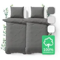 Jacobson Bettwäsche Set - 100% Baumwolle, Perkal, 4 teilig, Erhältlich in den Größen 135x200, 155x220, 200x200, 200x220, 240x220